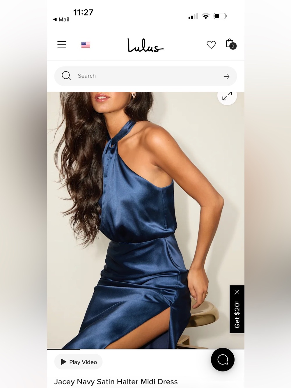 Lulus Jacey Navy Satin Halter Midi Dress